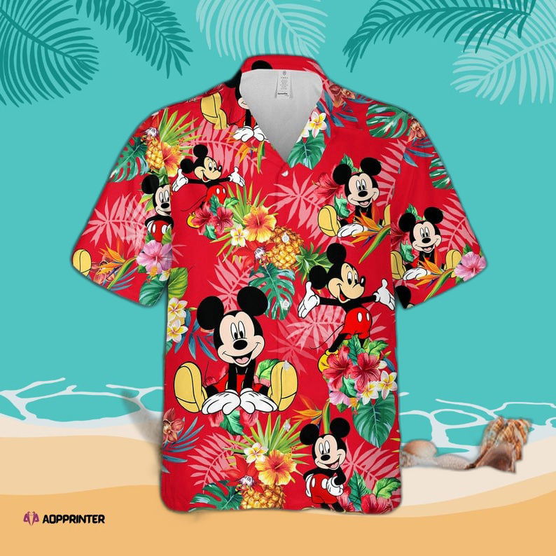 Mickey Mouse Disney Pineapple Hibiscus All Over Print 3D Hawaiian Shirt – Red Mickey Mouse Disney Pineapple Hibiscus All Over Print 3D Hawaiian Shirt – Red