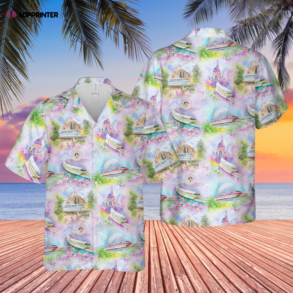 Watercolor Disney Monorail – Disney Parks Inspired Men’s Button Down Short-Sleeved Shirt Watercolor Disney Monorail – Disney Parks Inspired Men’s Button Down Short-Sleeved Shirt