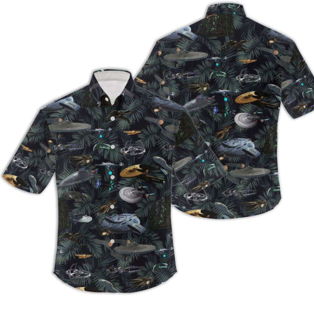 Set Trek Hawaiian Shirt And Men Shorts, Trek Starships Beach Button Shirt Set Trek Hawaiian Shirt And Men Shorts, Trek Starships Beach Button Shirt