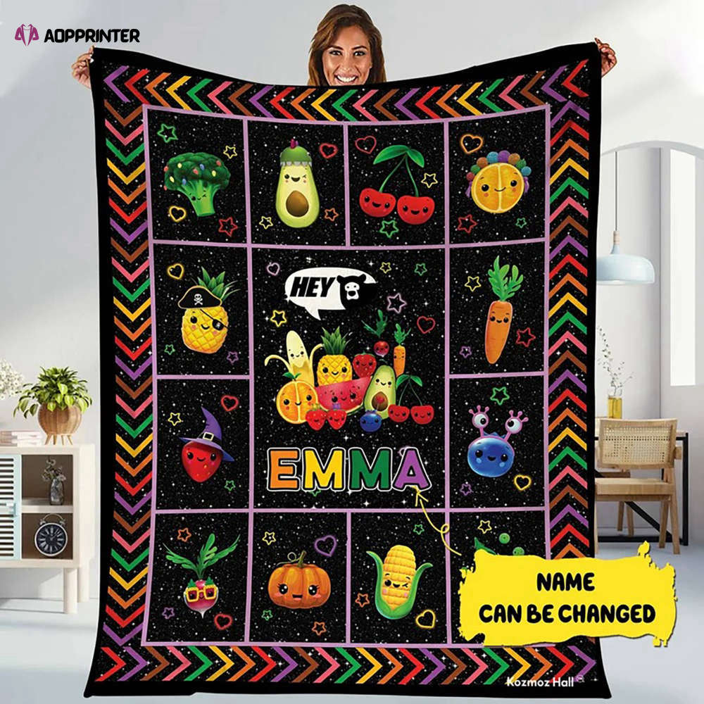 Custom Hey Bear Blanket, Personalized Hey Bear Sensory Blanket, Dancing Fruit Party Blanket, Hey Bear SensoryGifts For Kids Custom Hey Bear Blanket, Personalized Hey Bear Sensory Blanket, Dancing Fruit Party Blanket, Hey Bear SensoryGifts For Kids