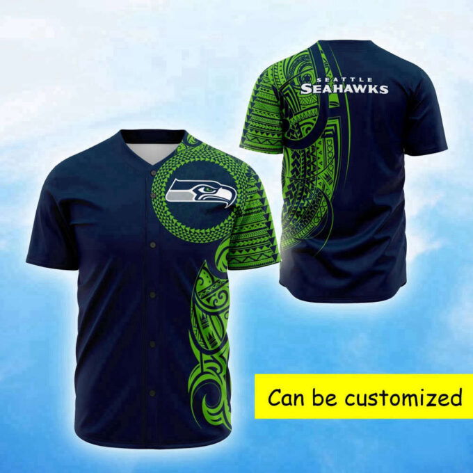 Custom Seahawks Polynesian Baseball Jersey – Personalized Design