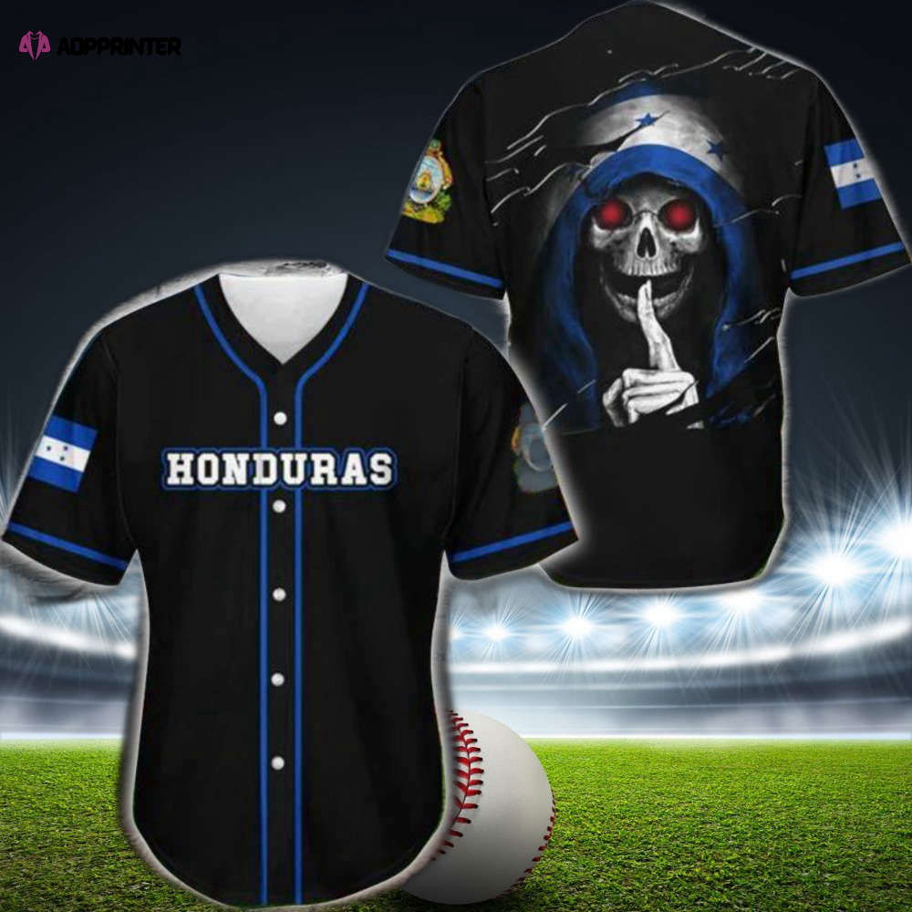 Honduras Skull Black Blue Baseball Jersey: Stylish & Bold Athletic Apparel Honduras Skull Black Blue Baseball Jersey: Stylish & Bold Athletic Apparel