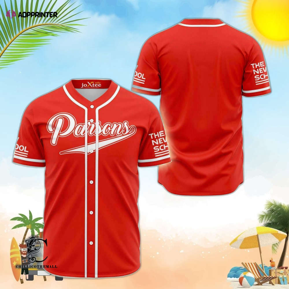 Parsons The New School Red Baseball Jersey Parsons The New School Red Baseball Jersey