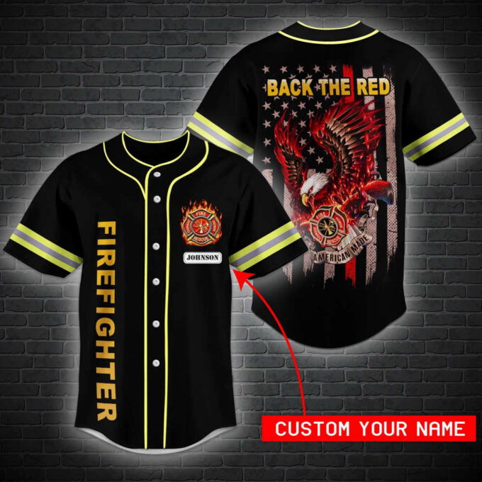 Personalized Back The Red Firefighters Baseball Jersey