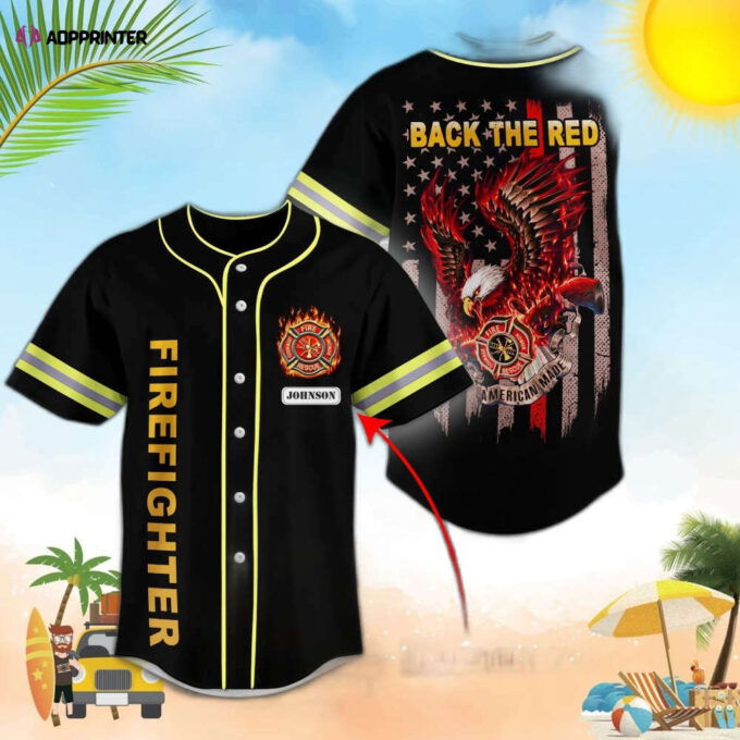 Personalized Back The Red Firefighters Baseball Jersey
