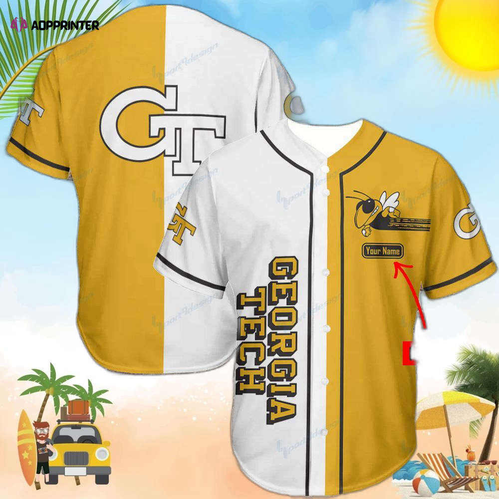 Personalized Georgia Tech Yellow Jackets Baseball Jersey Personalized Georgia Tech Yellow Jackets Baseball Jersey