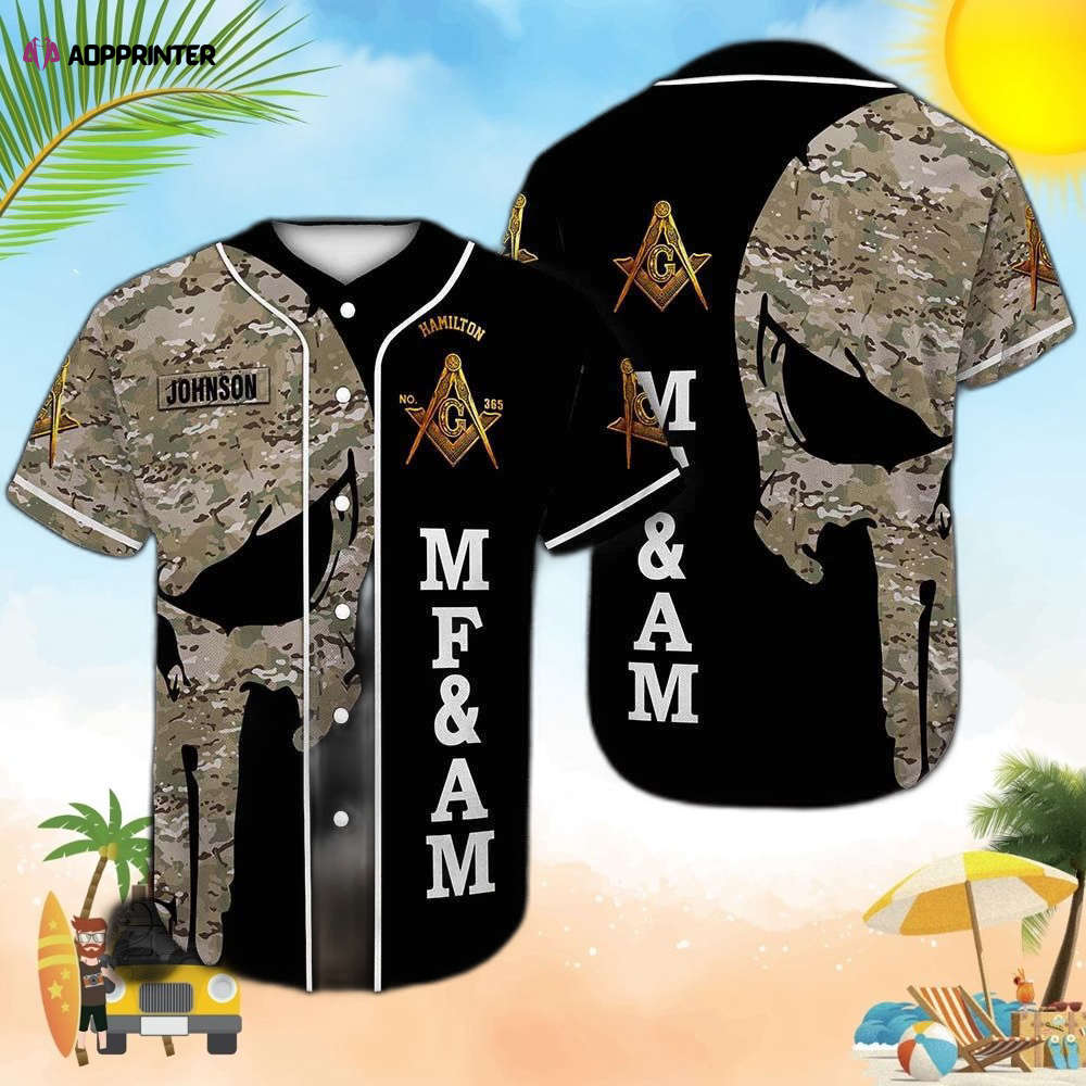 Personalized Mfam Skull Camo Freemason Baseball Jersey Personalized Mfam Skull Camo Freemason Baseball Jersey