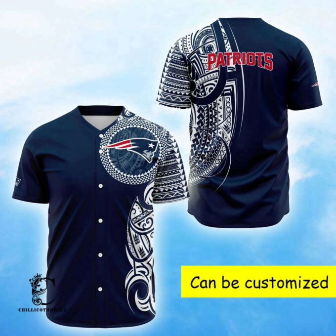 Personalized New England Blue Polynesian Baseball Jersey
