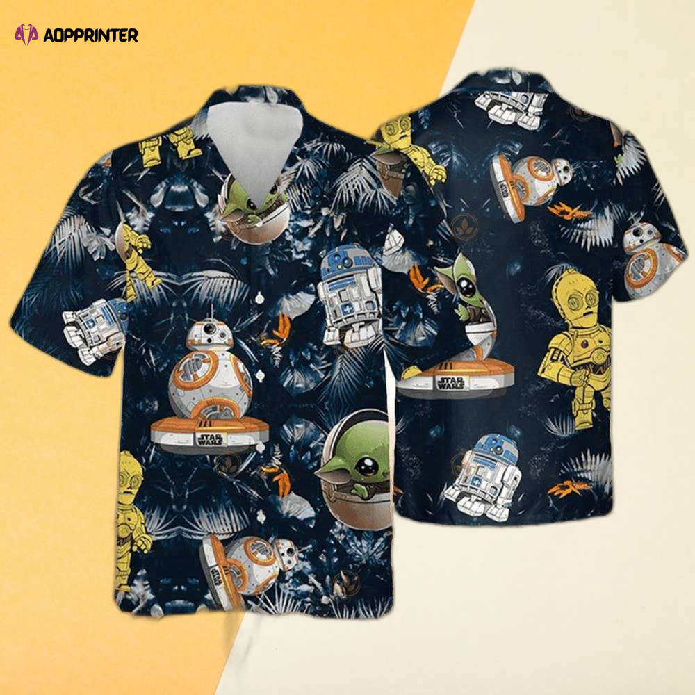 Star Wars Baby Yoda With C 3po R2 D2 Hawaiian Shirt Star Wars Baby Yoda With C 3po R2 D2 Hawaiian Shirt