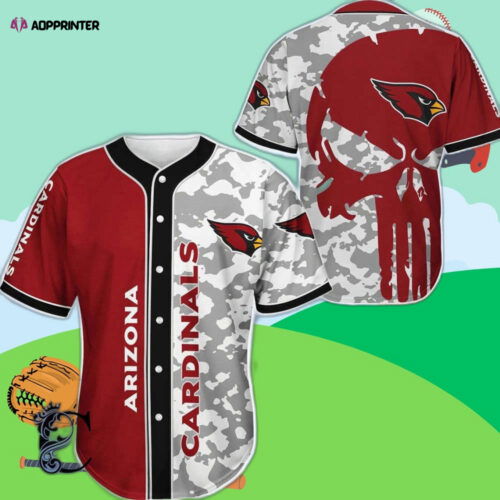Stylish Arizona Red Camo Skull Baseball Jersey - Trendy Printed Design