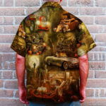 Spooky Halloween Hot Rod Hawaiian Shirt for Pumpkin Racing
