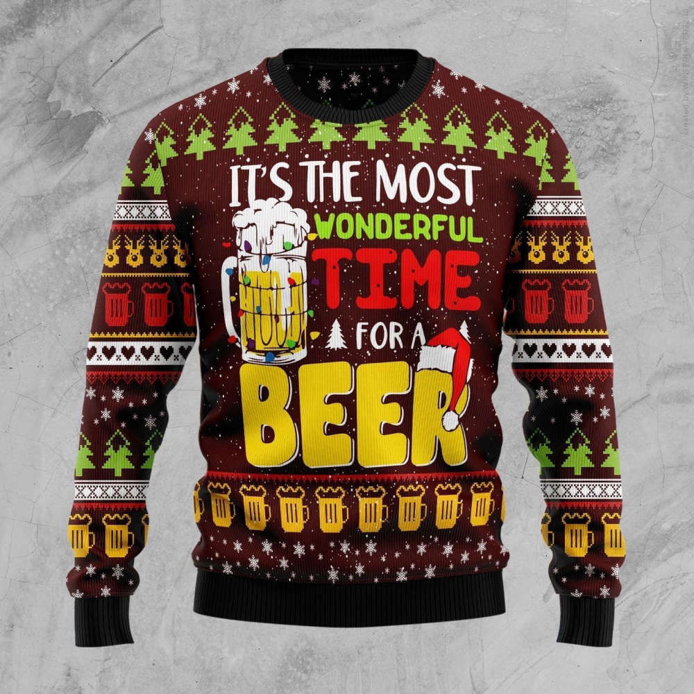 Time For Beer Ugly Christmas Sweater Time For Beer Ugly Christmas Sweater