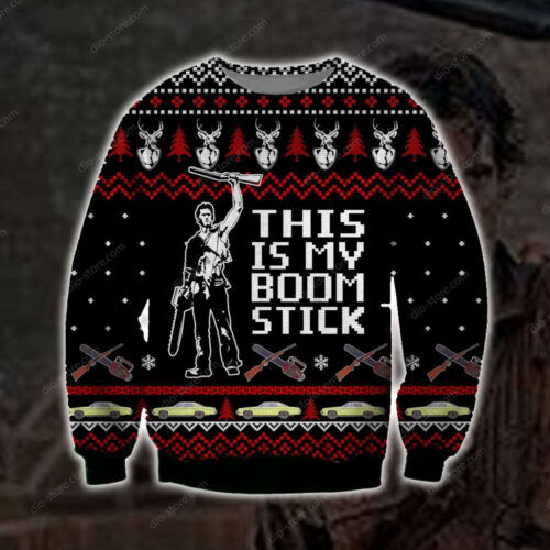 Cart 1 This Is My Boomstick Knitting Pattern 3D Print Ugly Christmas Sweater Hoodie All Over Printed