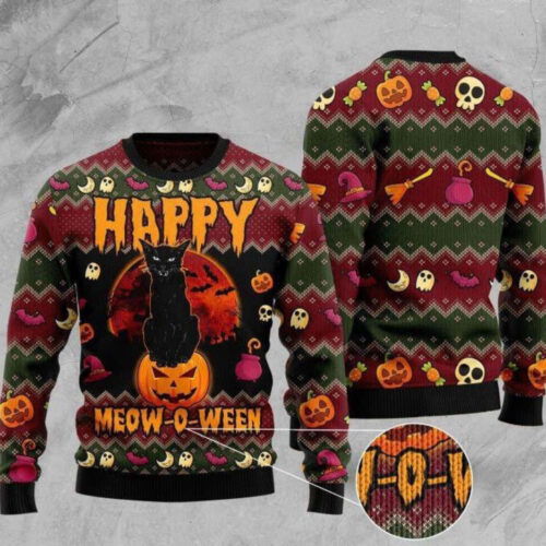 Cart 4 Halloween Happy Cat Ugly Christmas Sweater: Spooktacular Seasonal Style!