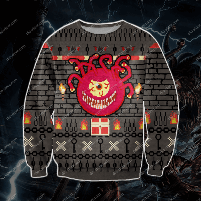 Stylish Beholder 3D Knitting Pattern Ugly Christmas Sweater Hoodie – All Over Print
