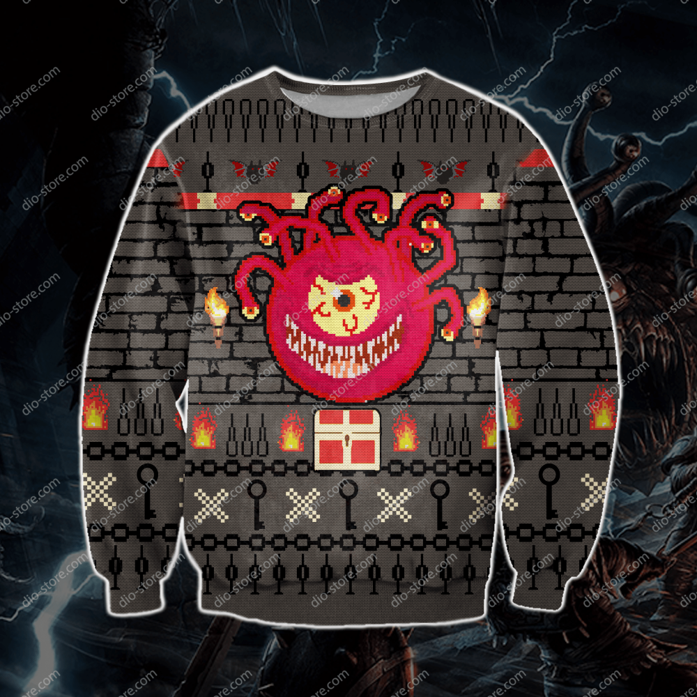 Stylish Beholder 3D Knitting Pattern Ugly Christmas Sweater Hoodie – All Over Print Stylish Beholder 3D Knitting Pattern Ugly Christmas Sweater Hoodie – All Over Print