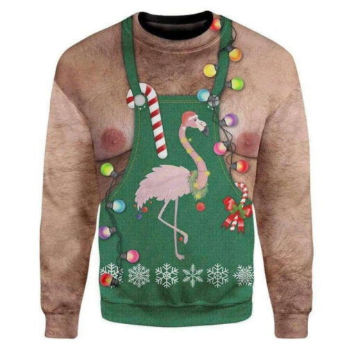 Get Festive with Flamingo Ugly Christmas Sweater - Unique Holiday Apparel
