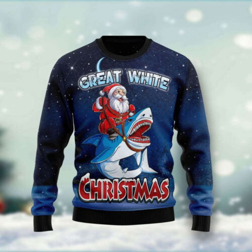 Cart 6 Great White Christmas Shark Ugly Christmas Sweater
