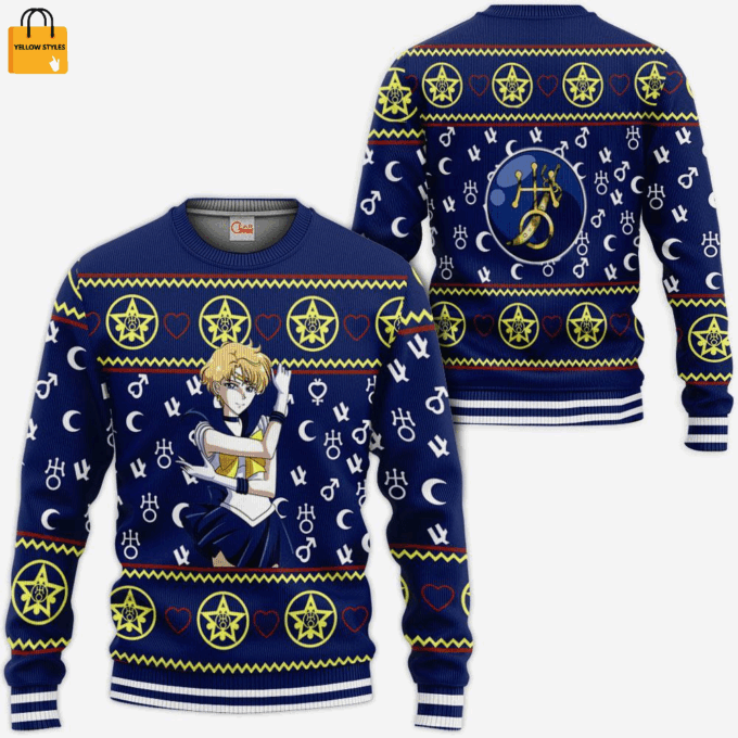 Sailor Uranus Ugly Christmas Sweater Festive Sailor Moon Merchandise