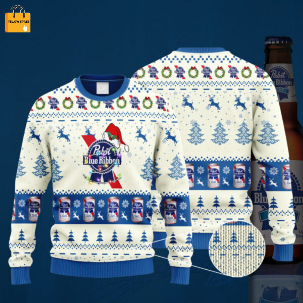 Pabst Blue Ribbon Santa Hat Ugly Christmas Sweater: Festive and Unique Holiday Apparel Pabst Blue Ribbon Santa Hat Ugly Christmas Sweater: Festive and Unique Holiday Apparel