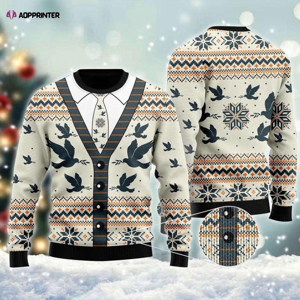 A Silhouette Of Flying Pigeon Cardigan Ugly Sweater A Silhouette Of Flying Pigeon Cardigan Ugly Sweater