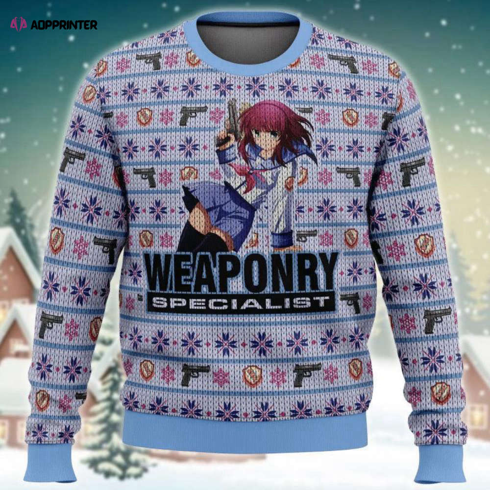 Angel Beats Nakamura Yuri Ugly Sweater: Expert Weaponry Specialist Design Angel Beats Nakamura Yuri Ugly Sweater: Expert Weaponry Specialist Design