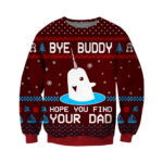 Bye Buddy Knitting Pattern 3D Print Ugly Christmas Sweater Hoodie All Over Printed