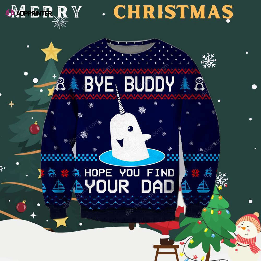 Bye Buddy Knitting Pattern 3D Print Ugly Christmas Sweater Hoodie All Over Printed Bye Buddy Knitting Pattern 3D Print Ugly Christmas Sweater Hoodie All Over Printed