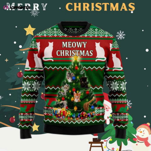 Cart 5 Cat Meowy Ugly Christmas Sweater