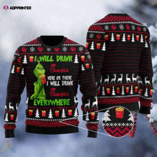 Cart 4 Chick-fil-A Ugly Christmas Sweater – Drink Everywhere! Festive & Fun