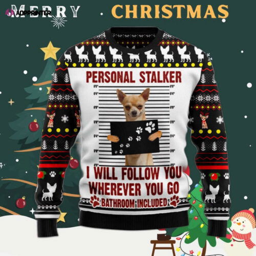 Cart 6 Chihuahua Personal Stalker Ugly Christmas Sweater