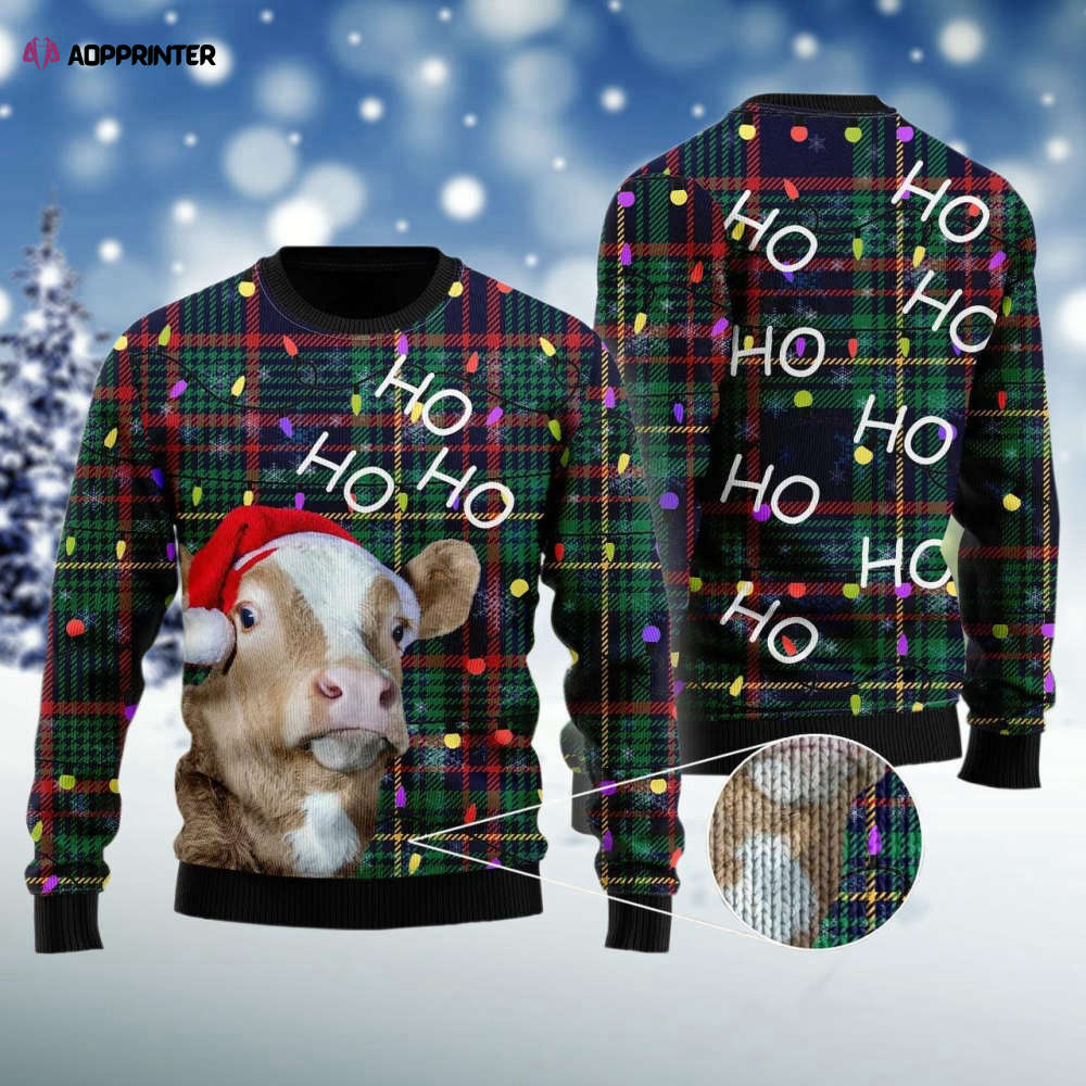 Cow Ho Ho Ho Christmas Light Ugly Sweater: Festive and Fun Holiday Attire Cow Ho Ho Ho Christmas Light Ugly Sweater: Festive and Fun Holiday Attire