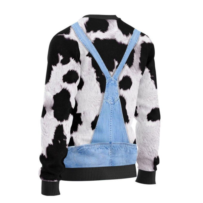 Cow Pattern Christmas Sweater: Perfect for Girls Who Love Ugly Holiday Prints!