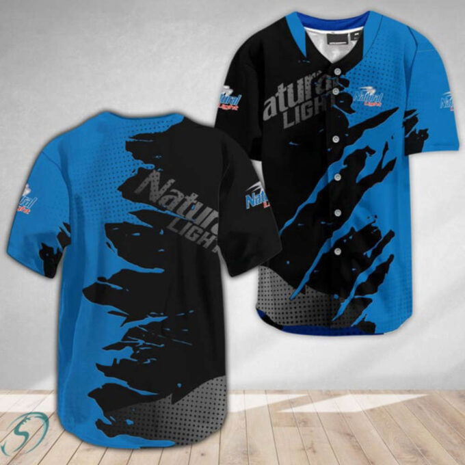 Crack Pattern Baseball Jersey: Natural Light Beer Metal Design