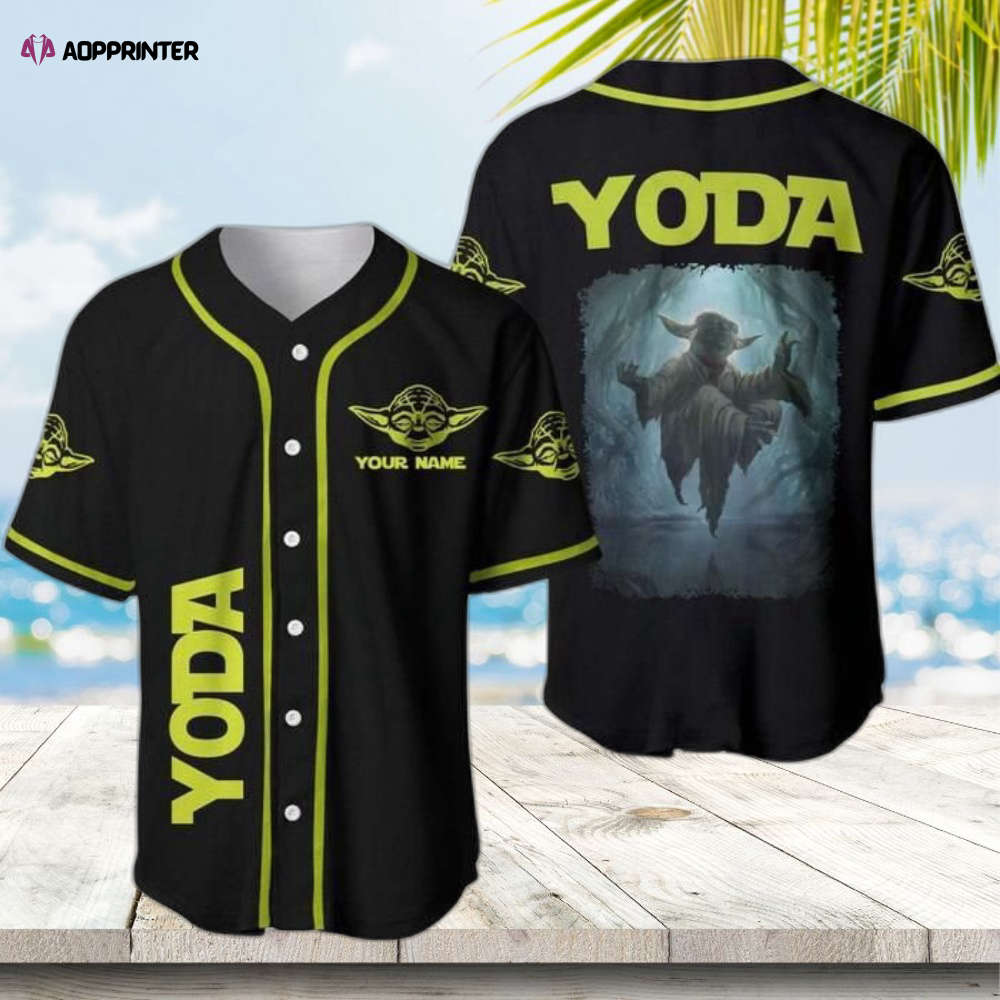 Custom Black Star Wars Baby Yoda Floating Jersey Baseball Custom Black Star Wars Baby Yoda Floating Jersey Baseball