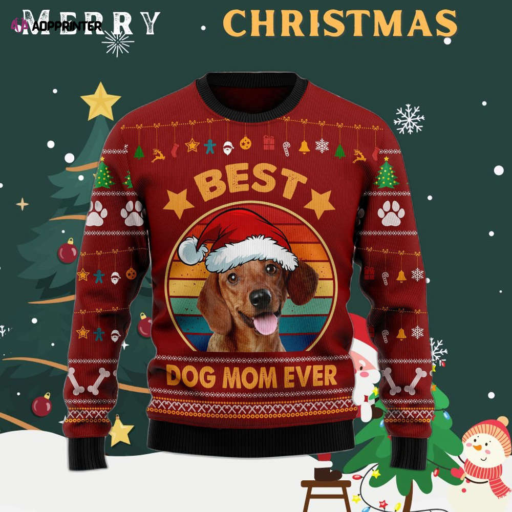 Dachshund Best Dog Mom Ugly Christmas Sweater Dachshund Best Dog Mom Ugly Christmas Sweater