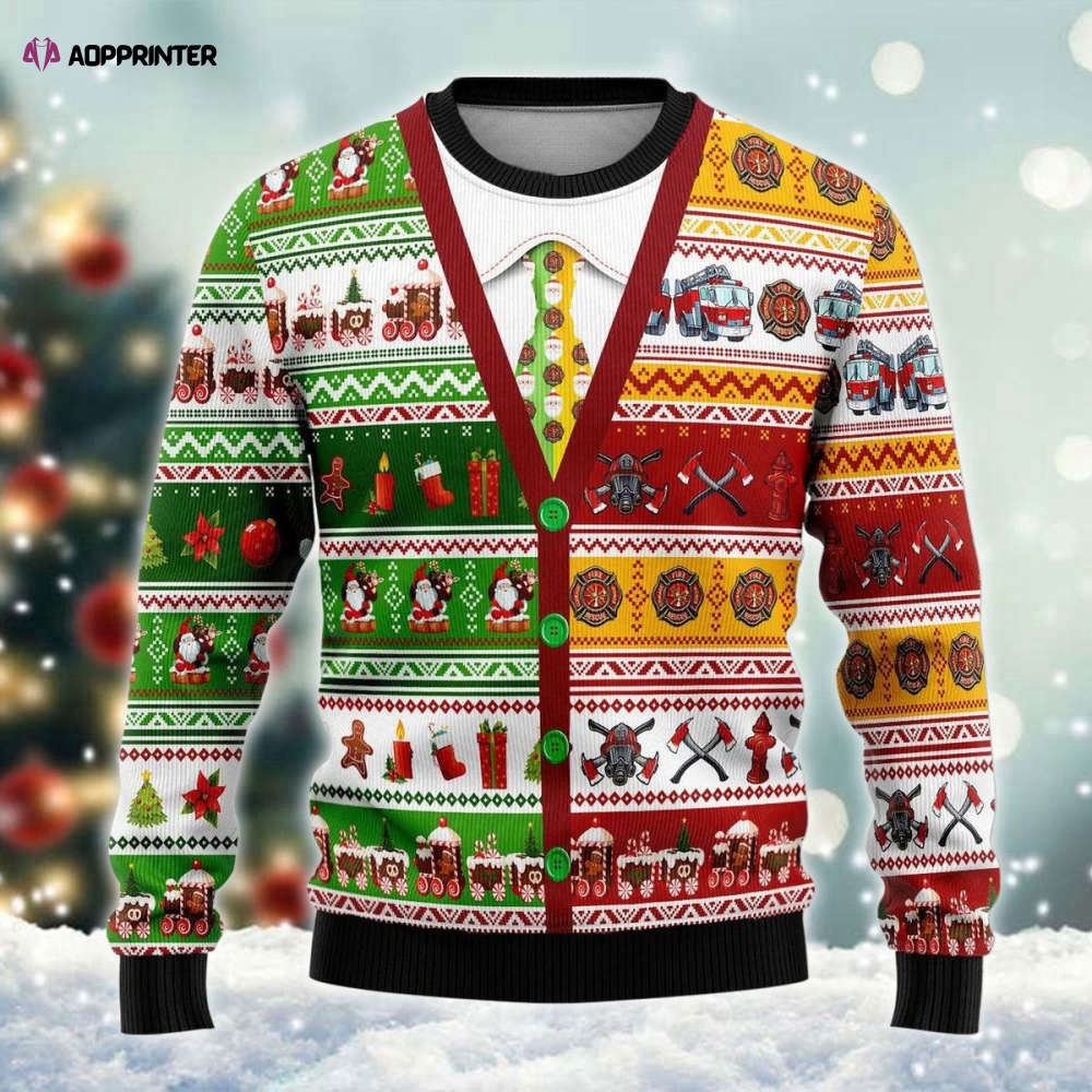 Firefighter Xmas Ugly Sweater Firefighter Xmas Ugly Sweater