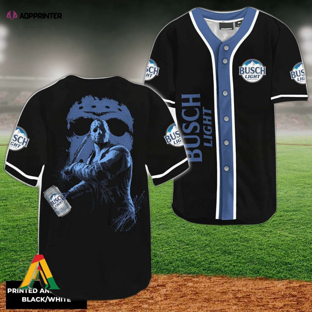 Friday the 13th Busch Light Baseball Jersey: Jason Voorhees Collection Friday the 13th Busch Light Baseball Jersey: Jason Voorhees Collection