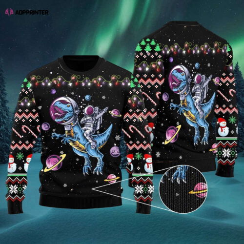 Funny Astronauts T-Rex Space Ugly Christmas Sweater: A Hilarious Twist!