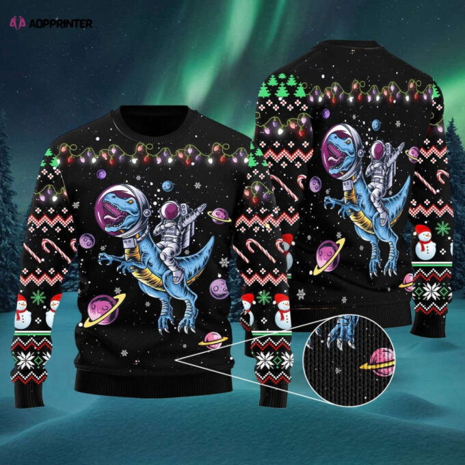 Funny Astronauts T-Rex Space Ugly Christmas Sweater: A Hilarious Twist!