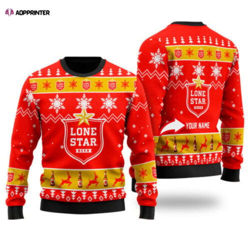 Cart 2 Get Festive with Personalized Funny Lone Star Beer Ugly Christmas Sweater