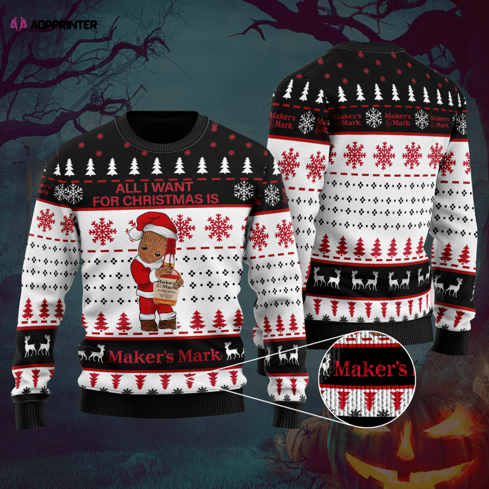 Groot All I Need For Christmas Is Maker’s Mark Ugly Christmas Sweater Hoodie All Over Printed Groot All I Need For Christmas Is Maker’s Mark Ugly Christmas Sweater Hoodie All Over Printed
