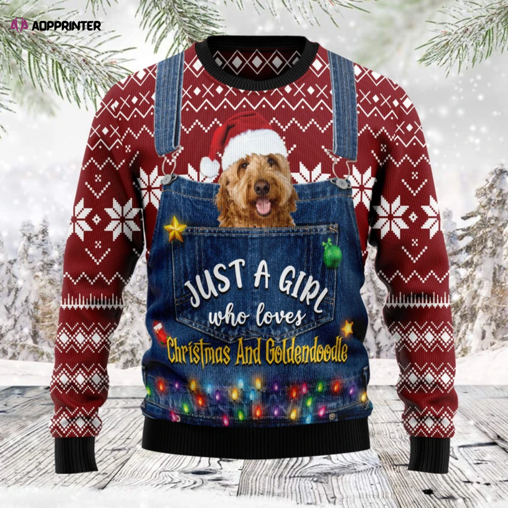 Just A Girl Who Loves Christmas & Goldendoodle Ugly Christmas Sweater: Festive & Fun! Just A Girl Who Loves Christmas & Goldendoodle Ugly Christmas Sweater: Festive & Fun!