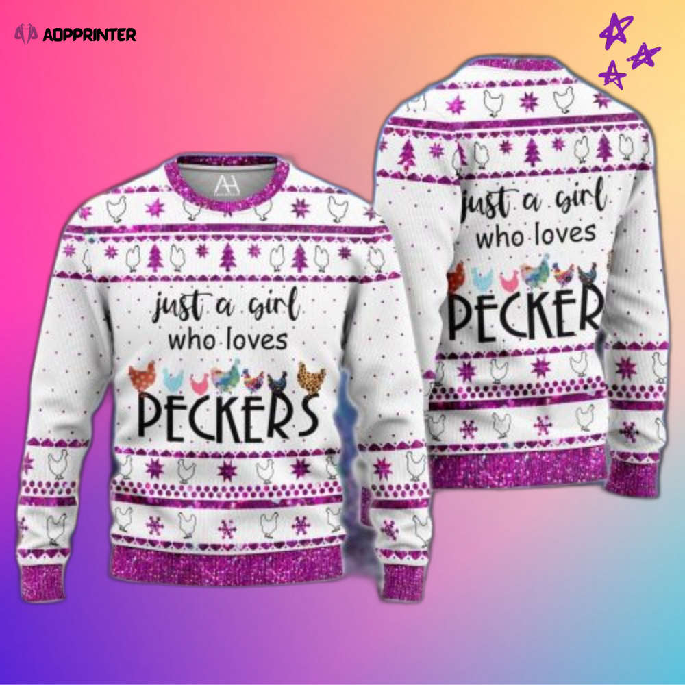 Just A Girl Who Loves Peckers Ugly Christmas Sweater – Festive & Fun Holiday Apparel Just A Girl Who Loves Peckers Ugly Christmas Sweater – Festive & Fun Holiday Apparel