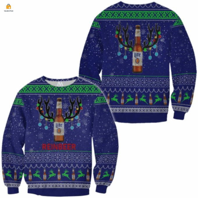 Get Festive with Lite Beer Reinbeer Ugly Christmas Sweater – Perfect Holiday Attire!