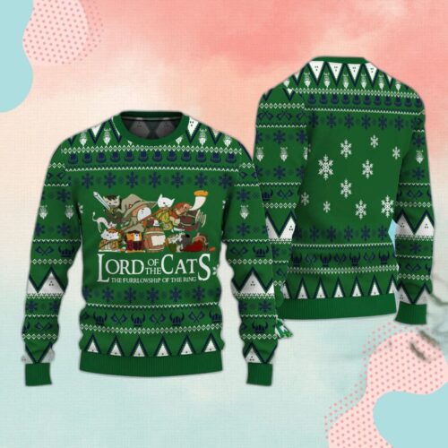 Cart 2 Furrlowship of the Ring Ugly Christmas Sweater: Lord of Cats Delights