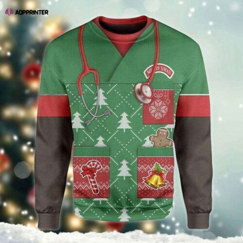 Cart 2 Merry Xmas African American Nurse Ugly Sweater