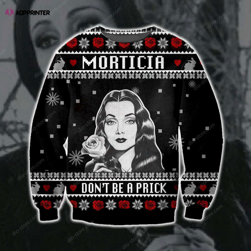 Morticia s 3D Print Ugly Sweater Hoodie: Don t Be a Prick Knitting Pattern – All Over Printed Morticia s 3D Print Ugly Sweater Hoodie: Don t Be a Prick Knitting Pattern – All Over Printed