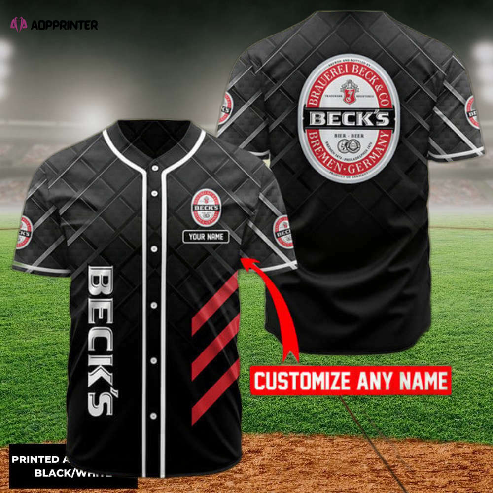 Personalized Black Beck’s Beer Baseball Jersey Personalized Black Beck’s Beer Baseball Jersey