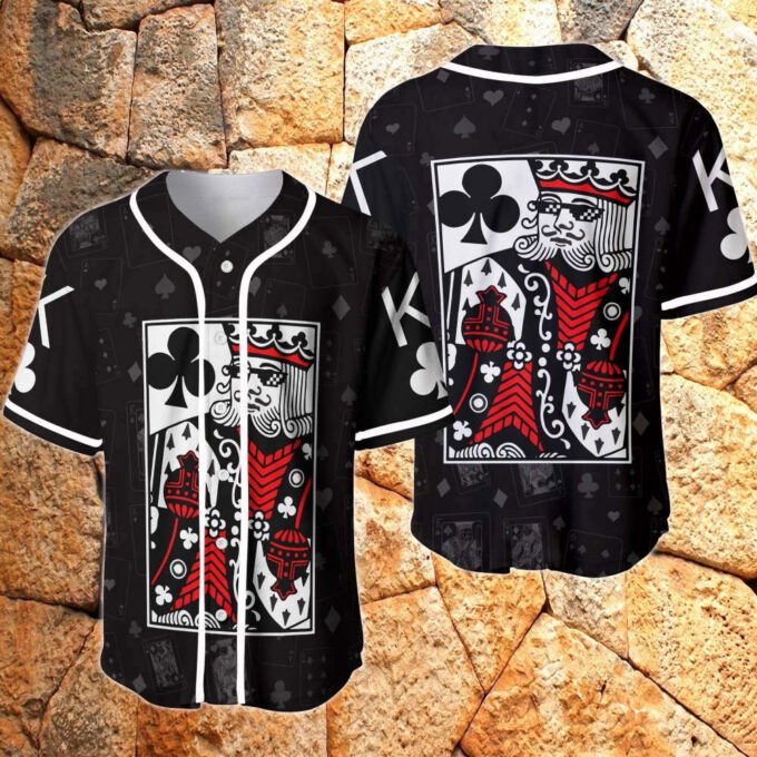 Poker King Card Casino Baseball Jersey – Stylish & Lucky Casino-themed Apparel